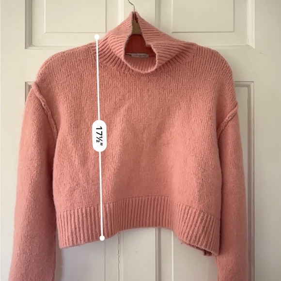 Zara Mock Neck Cropped Sweater | Pink - Picture 2 of 3
